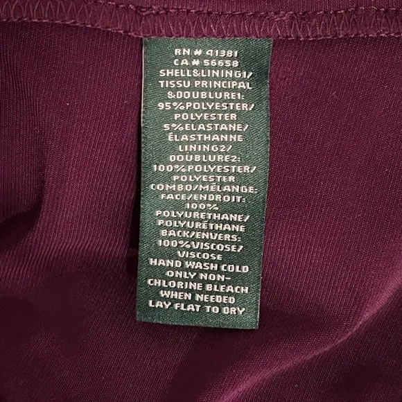 Lauren Ralph Lauren dress 14 Purple A-Line faux leather trim knee length office - Picture 6 of 6